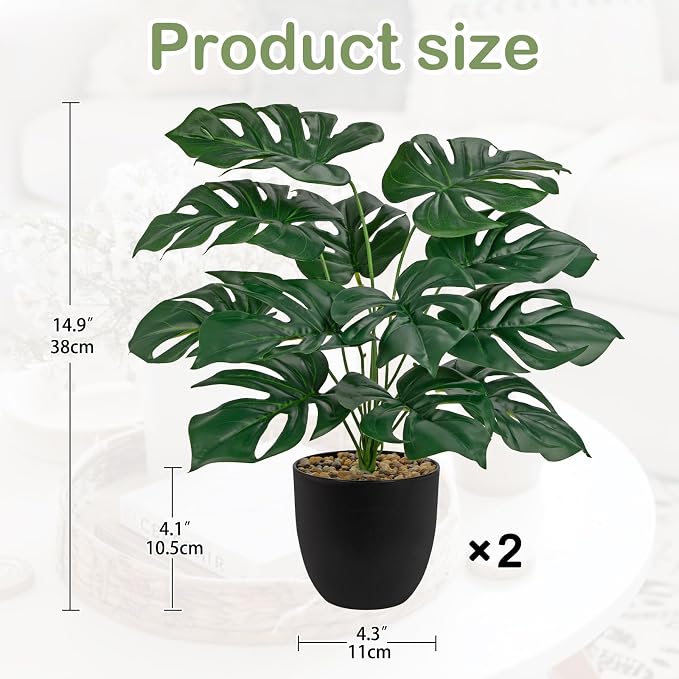 Briful Lush Artificial Monstera Plant - Image 3