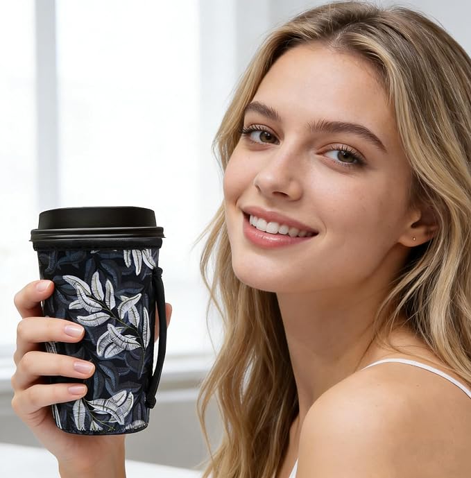 3Pk Reusable Iced Coffee Sleeves, Floral Fits 16-32oz Hot/Cold | iced coffee - Image 4