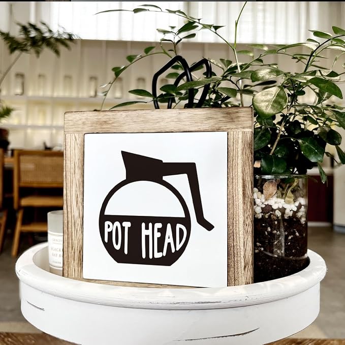 Coffee Pot Head Sign, Wooden Box Decor Set - Image 4