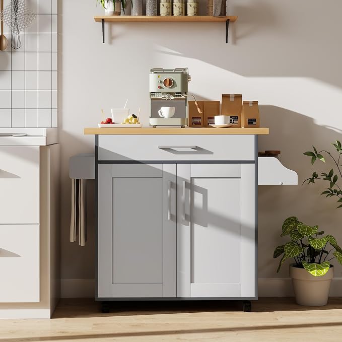 LOKO Kitchen Island Cart with Wheels, Rolling Kitchen Storage Cabinet with - Image 3