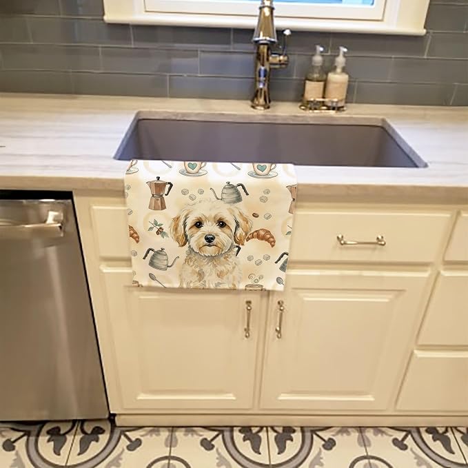 Caroline's Treasures Maltipoo Coffee Bar Kitchen Towel Velour Plush Front and - Image 2