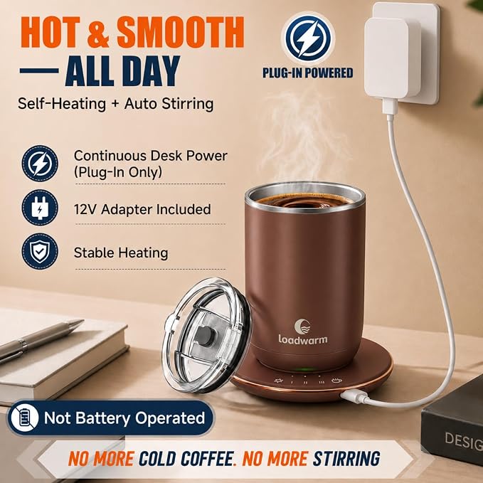 Self Heated Stirring Coffee Mug, 10oz Auto Mixing Cup - Image 4