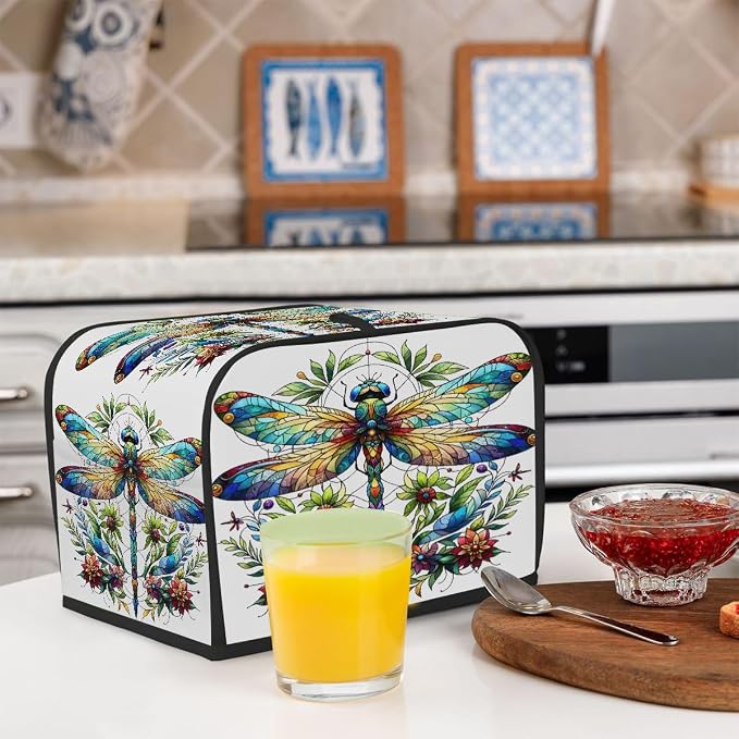 Animal Dragonfly Flower Toaster Cover 4 Slice Wide Slot Washable Appliance - Image 6