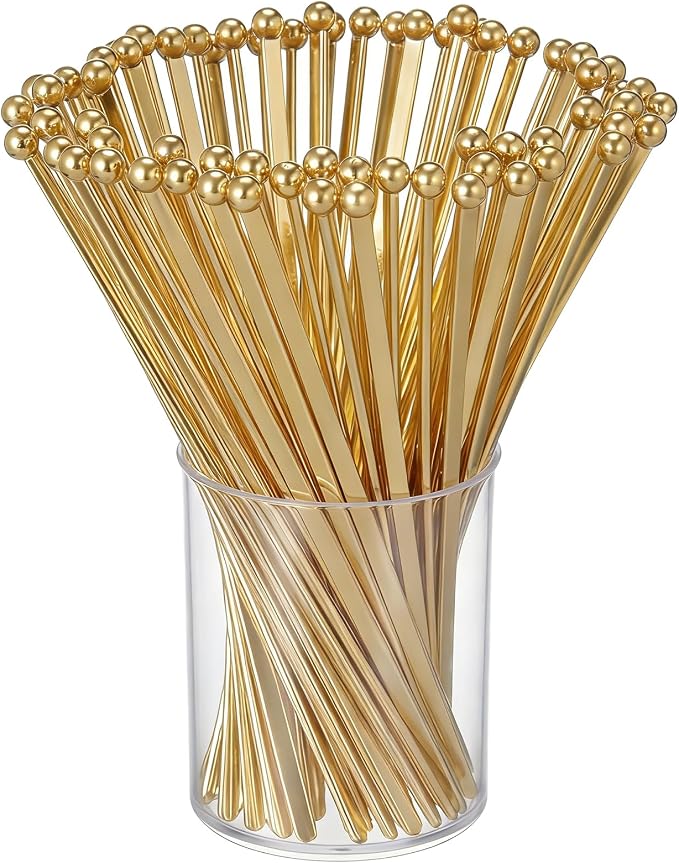 Mudder 100 Pieces Disposable Plastic Round Top Crystal Swizzle Sticks by Mudder