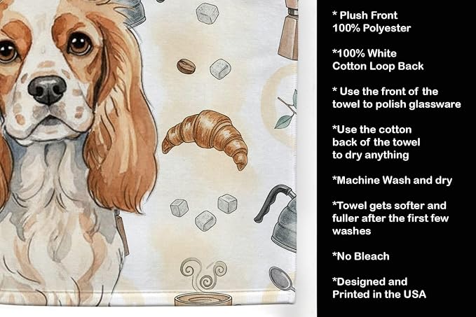Caroline's Treasures Blenheim Cavalier Spaniel Coffee Bar Kitchen Towel Velour - Image 4