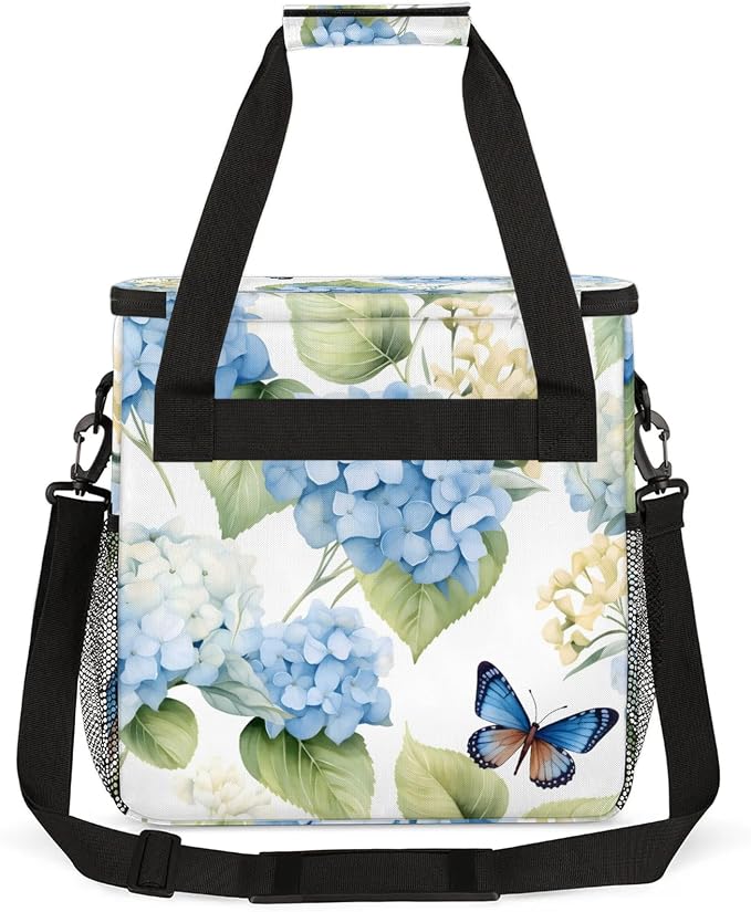 Hydrangea Flower Leaf Coffee Maker Carring Bag, Large Insulated Storage - Image 5