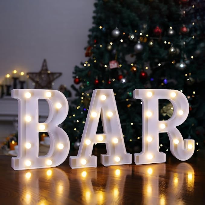 Light Up BAR Sign, Marquee LED Letters Battery Powered LED Letter Lights by TEHIBIEN