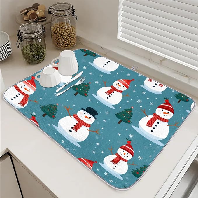 Xmax Snowman Dish Drying Mat, Kitchen Counter Quick Dry Pads - Image 6