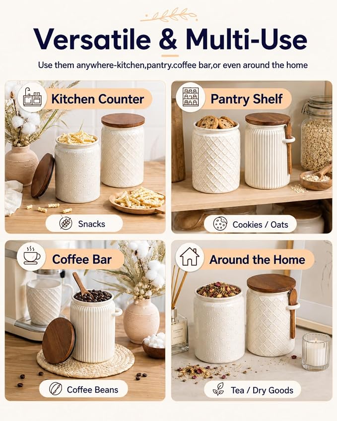 getstar Canisters Sets for the Kitchen, 32 oz Sugar Coffee Tea Storage - Image 6