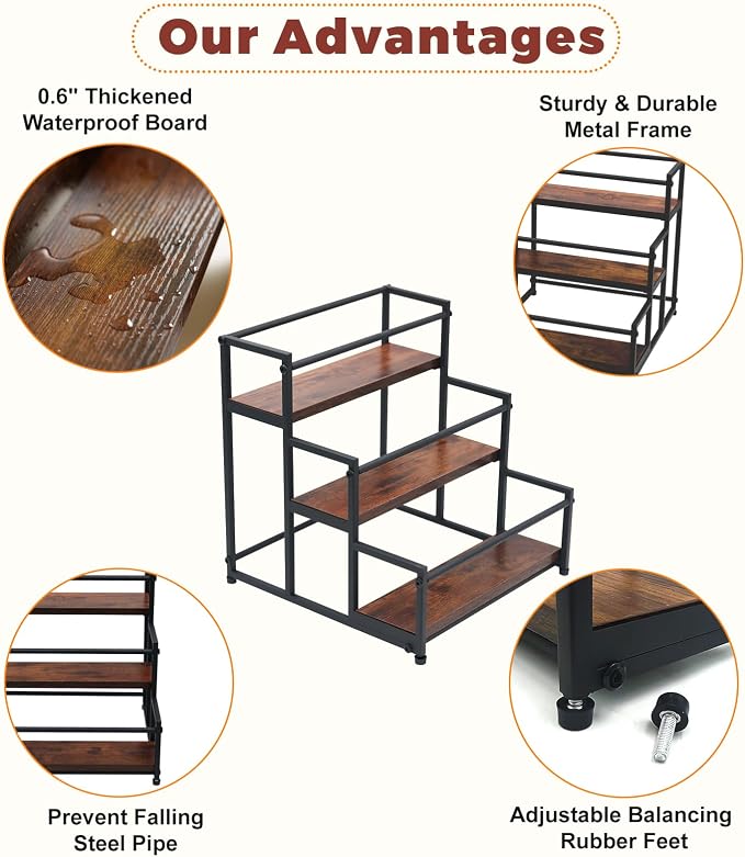 Coffee Syrup Rack Organizer, 3-Tier | Metal Bottle Holder, Holds 12 Bottles - Image 8