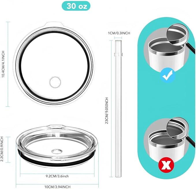 30 oz Tumbler Straw Lid, Replacement Lids Compatible - Image 6