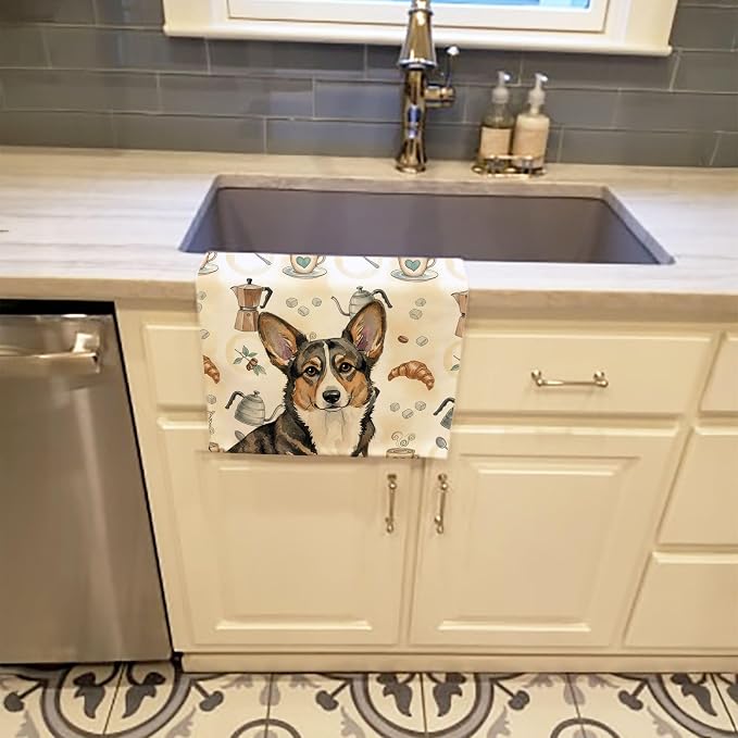 Caroline's Treasures Brindle Cardigan Welsh Corgi Coffee Bar Kitchen Towel - Image 2