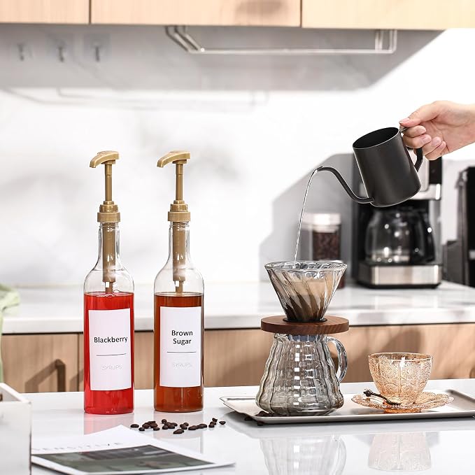 Bokon Coffee Syrup Dispenser 25.4 oz 750 ml Drinking Syrup Pump Bottles - Image 6