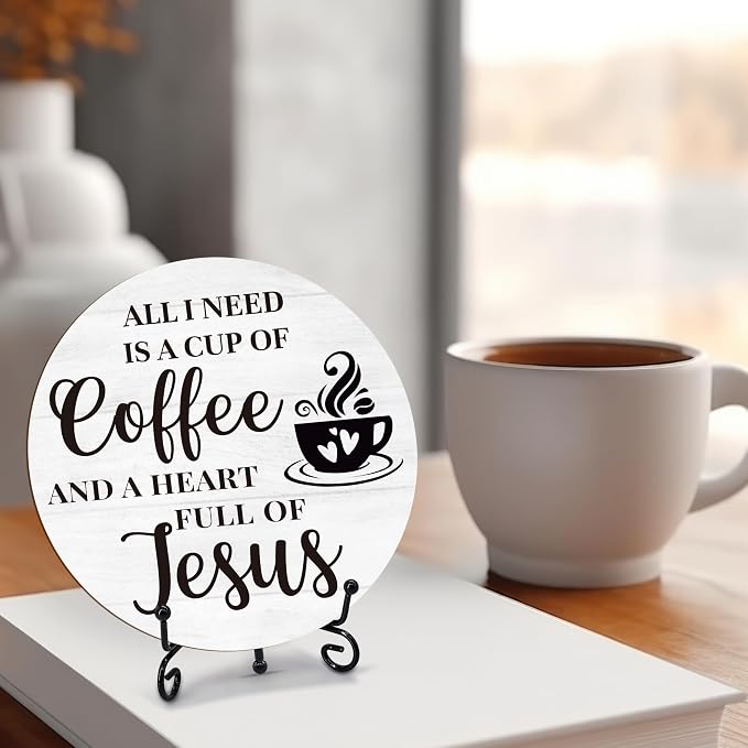 Coffee Bar Sign, Round Wood Plaque, 6 Inches - Image 3