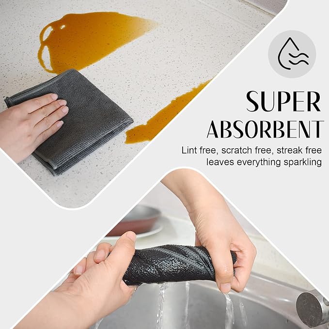 SINLAND Microfiber Cleaning Cloth Super Absorbent Kitchen Dish Cloths Quick Dry - Image 4