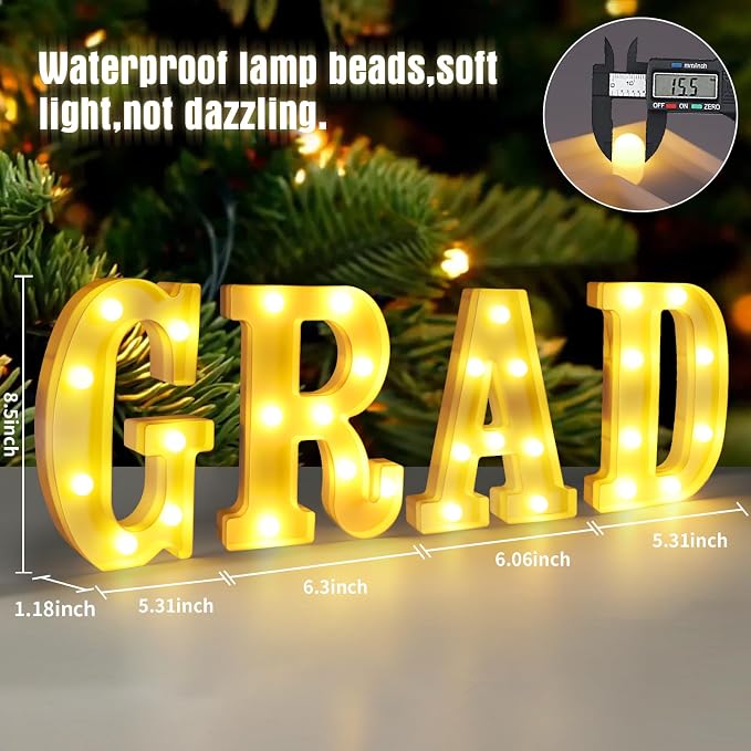 LED Light Up Letters GRAD Sign for Graduation Party Decorations 2025, Congrats - Image 2