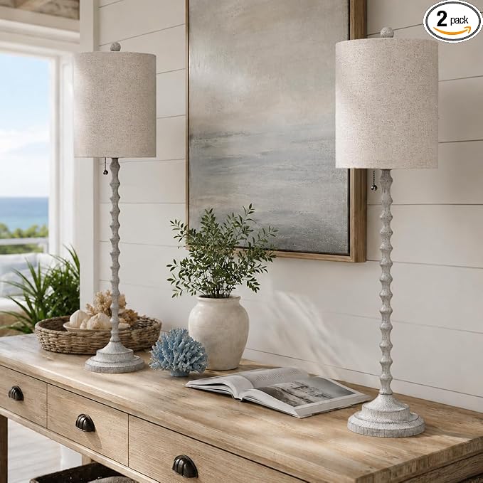Rustic Farmhouse Buffet Lamps Set of 2, Cozy Glow to Living Rooms, Dining Rooms by Lampworks