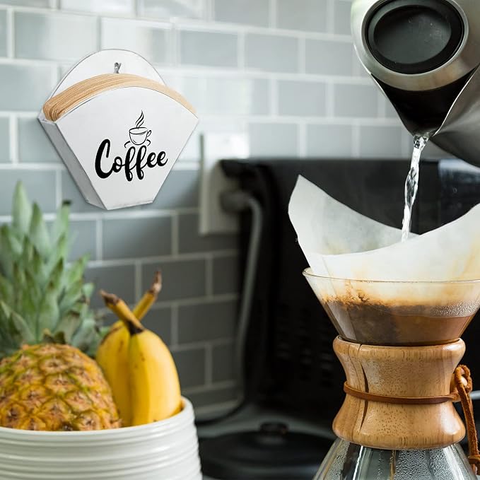 Yalikop Cone Coffee Filter Holder Farmhouse Filter Storage Container Wall-mount - Image 5