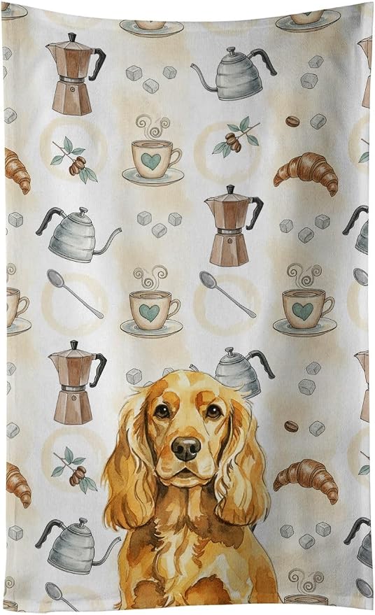 Caroline's Treasures Golden English Cocker Spaniel Coffee Bar Kitchen Towel by CarolinesTreasures