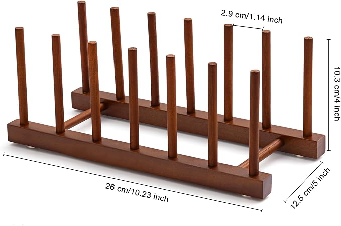 HBlife 2pcs 6 Slots Teak Dish Plate Bowl Cup Book Pot Lid Cutting Board Drying - Image 2