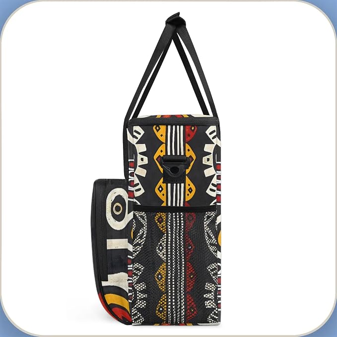 Bohemian Geometric Stripes Coffee Maker Carring Bag, Large Insulated Storage - Image 4