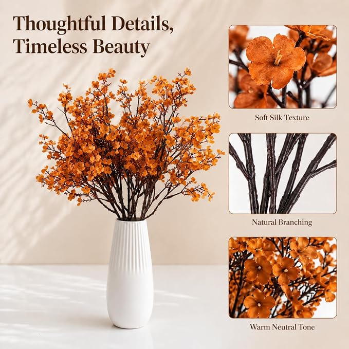 Mandy's 6 Bundles Artificial Orange Baby’s Breath Flowers | 18.5 Inch Silk - Image 4