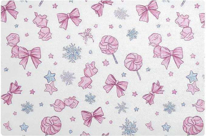 Candies Bows Stars Pink Coffee Mat Coffee Bar Maker Backed Absorbent Nonslip by QwThum