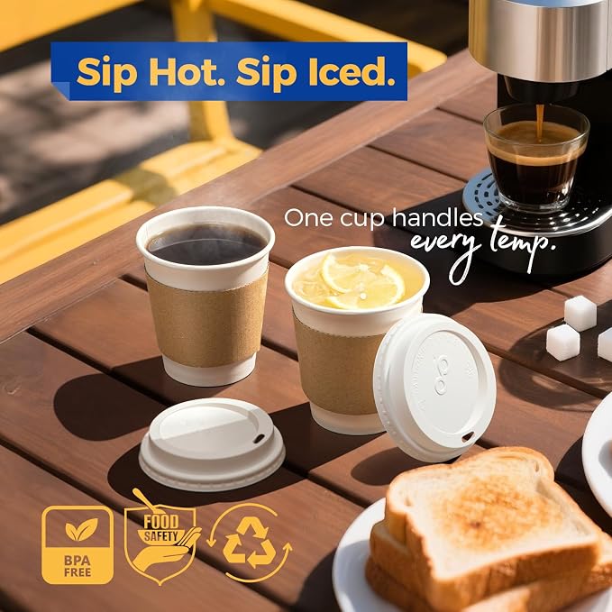 Fit Meal Prep 50 Pack 10 oz Disposable Coffee Cups - Image 4