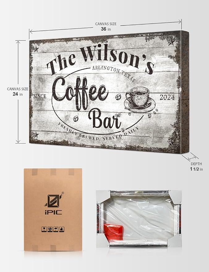 IPIC - Custom Coffee Bar Sign, Large Personalized Canvas Wall Art - Image 7
