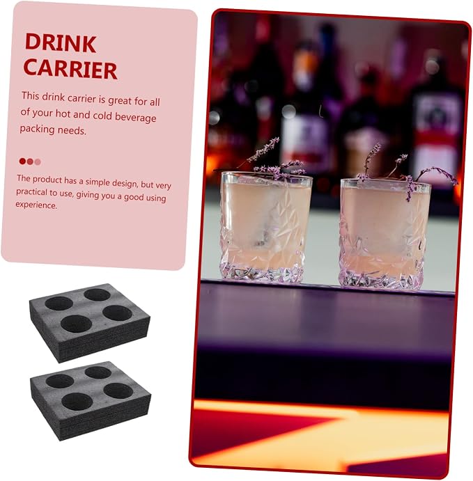 LIFKOME 4-Cup Drink Carrier Tray Thickened Black Beverage Holder - Image 9