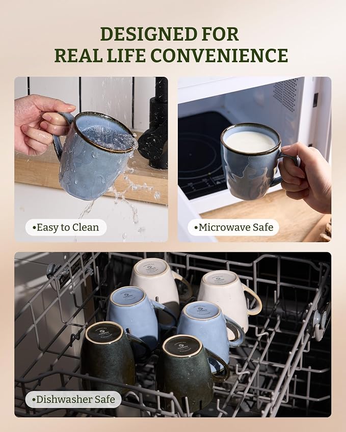 famiware Coffee Mugs Set of 4, Ocean Round 11.5oz Coffee Cup Set - Image 5