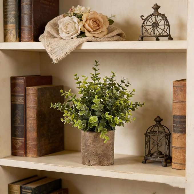 3pcs Small Fake Plants Eucalyptus, Small Potted Artificial Plant Indoor - Image 8