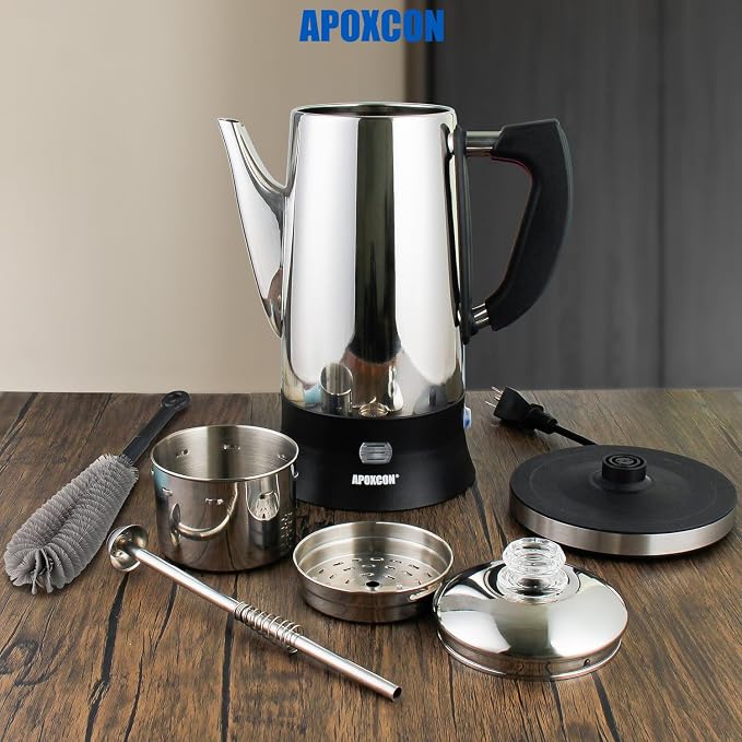 APOXCON Electric Coffee Percolator Stainless Steel Coffee Maker - Image 6