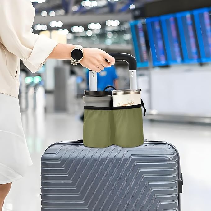 DOMIKING Olive Green Travel Luggage Cup Holder - Image 5