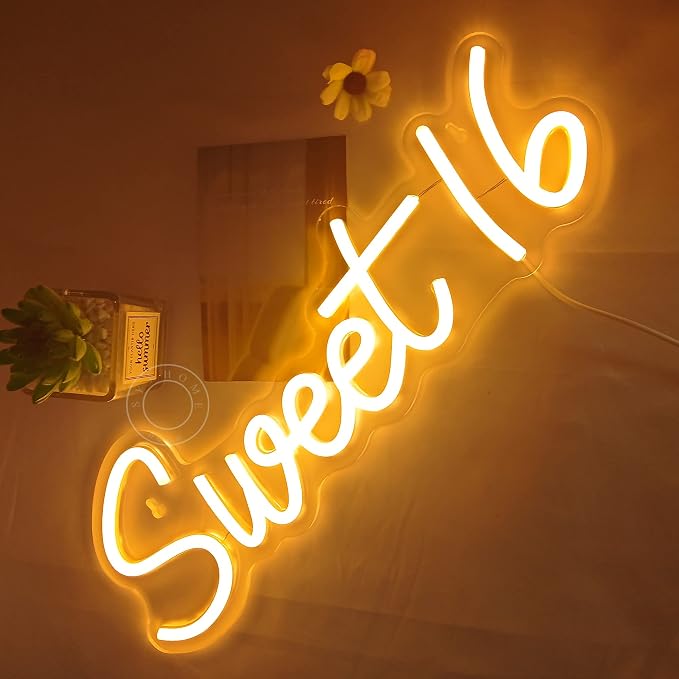 SYLHOME Sweet 16 LED Neon Light Sign Sweet Girls Adults Bedroom Happy 16th - Image 8