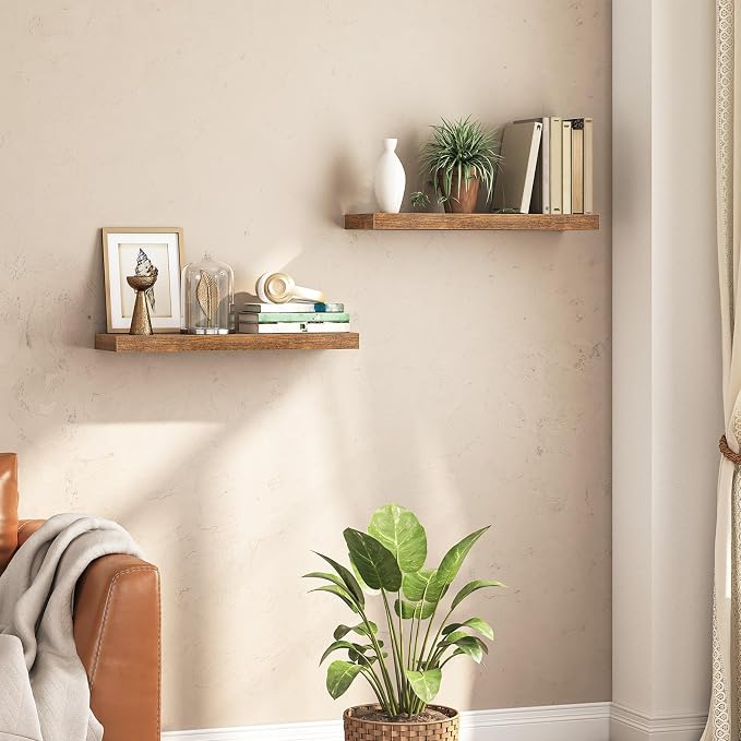 HOOBRO Floating Shelves for Wall, Wall Mounted Shelf Set of 2, 31.5" Hanging - Image 2