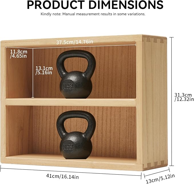 KIRIGEN 2-Tier Wooden Storage Cabinet, Solid Wood Kitchen Counter Organizer - Image 2