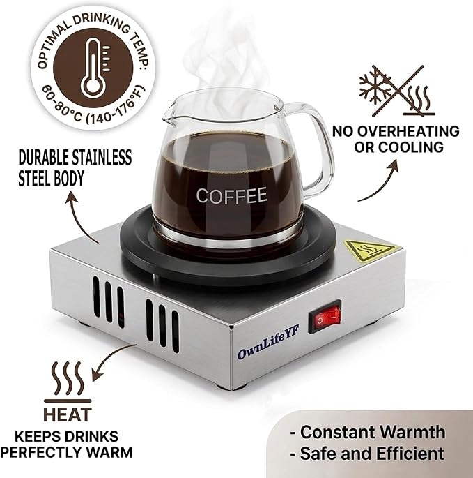 Commercial Coffee Warmer, 60W 176℉ Single Burner Decanter Warmer Plate - Image 8
