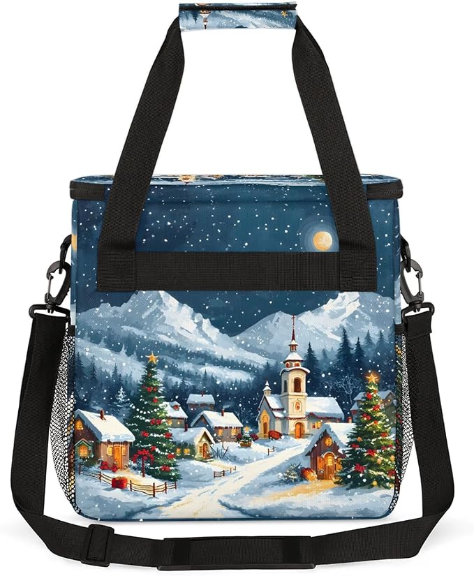 Christmas Winter Landscape Coffee Maker Carring Bag, Large Insulated Storage - Image 5