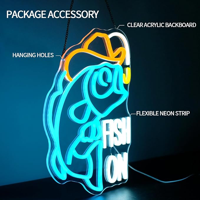 Fish On Neon Sign Dimmable Go Fishing Neon Light Sign - Image 3