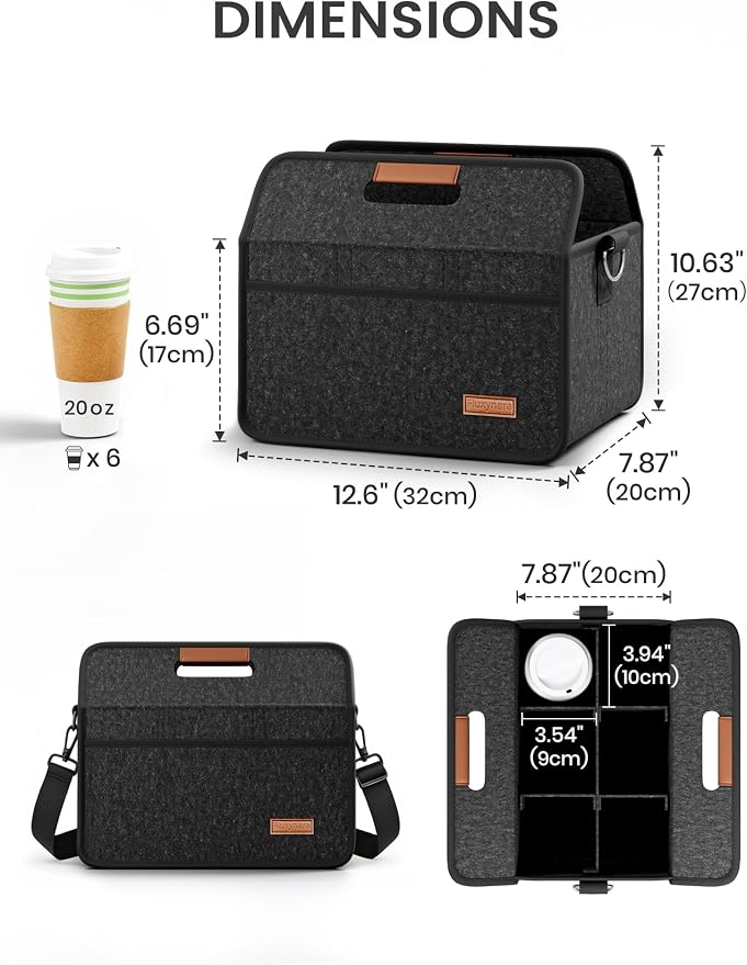 Fluxynara 6-Cup Reusable Felt Drink Carrier - Image 2