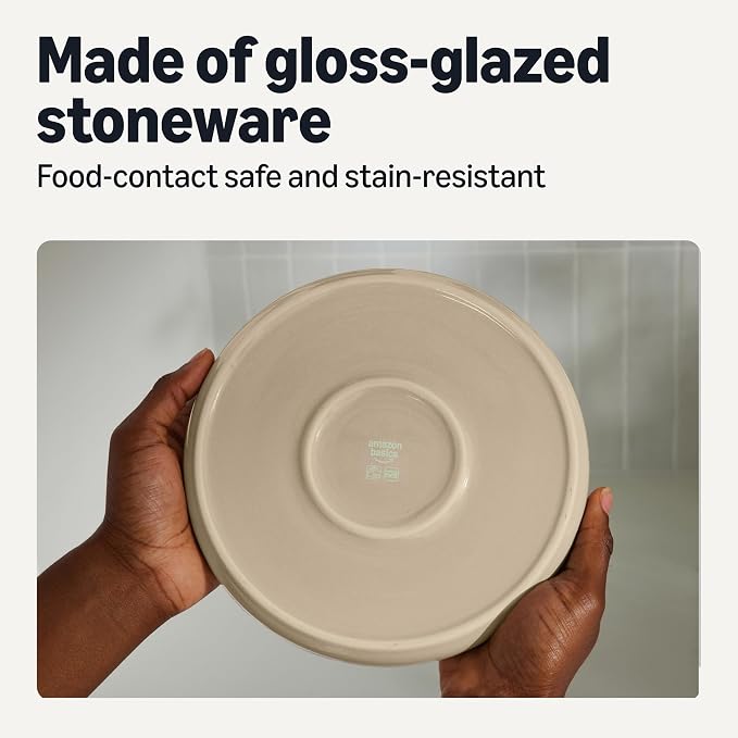 Amazon Basics Glazed Stoneware Salad Plates, Ceramic 4-Piece Set, Freezer and - Image 3