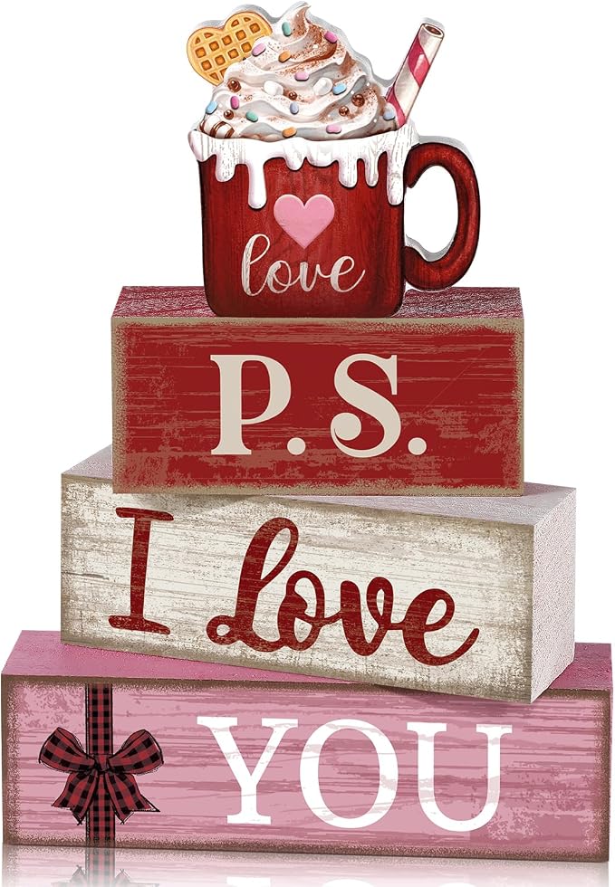 Lineshading 4 Pcs Valentine's Day Table Decoration Wooden Ice Cream Cup by Lineshading