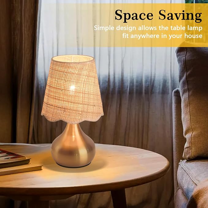 Gold Small Bedside Table Lamp for Bedroom, Brass Gold Mini Table Lamps for - Image 5