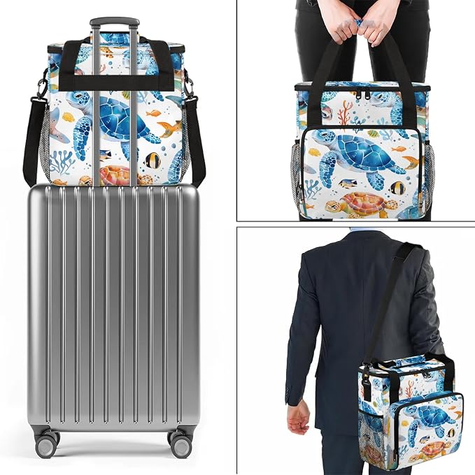 Turtle Ocean Coffee Maker Carring Bag, Large Insulated Storage Organizer Case - Image 7