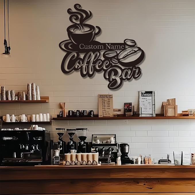 Personalized Coffee Bar Sign, Custom Metal Wall Art - Image 5