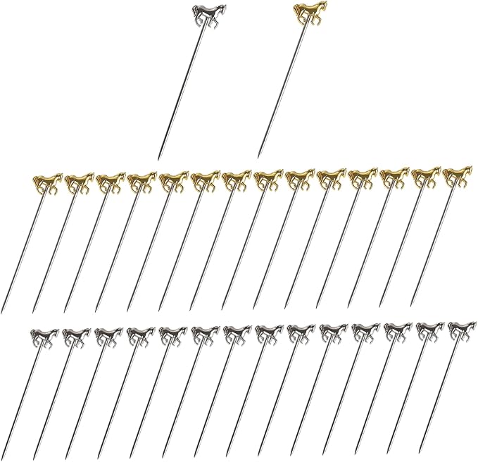 30PCS Cocktail Sticks 4'' Reusable Stainless Steel Decorative Horse Racing by Unknown