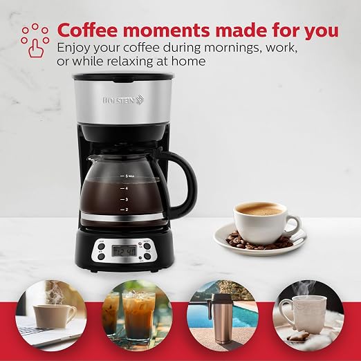 Holstein Housewares 5-Cup Programmable Coffee Maker, 25oz Drip Coffee Machine - Image 8