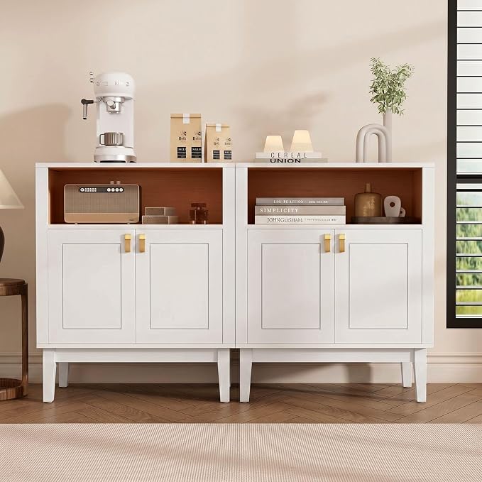 TUSY 32"H Sideboard Cabinet, Two-Tone Farmhouse Storage Unit by TUSY