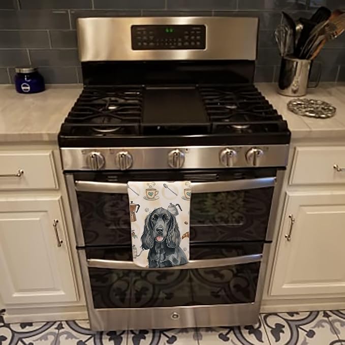 Caroline's Treasures Black Cocker Spaniel Coffee Bar Kitchen Towel Velour Plush - Image 5